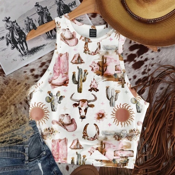 Fun Western Pink Tanks in various colors and sizes Xs-4Xl - Picture 3 of 8